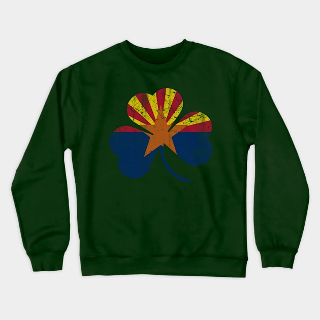 Arizona Flag Shamrock Irish St Patricks Day Crewneck Sweatshirt by E